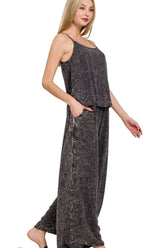 Zenana Woven Acid Crinkle Washed Cami & Pants 2 Piece Set OutfitFlow
